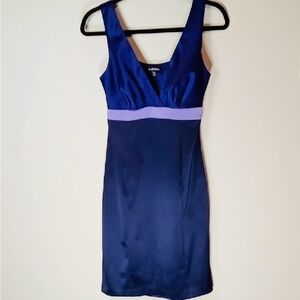 LE CHATEAU 🇨🇦 Dress Party Gorgeous Purple Mauve Satin V Neck Cutout Back Sz SP